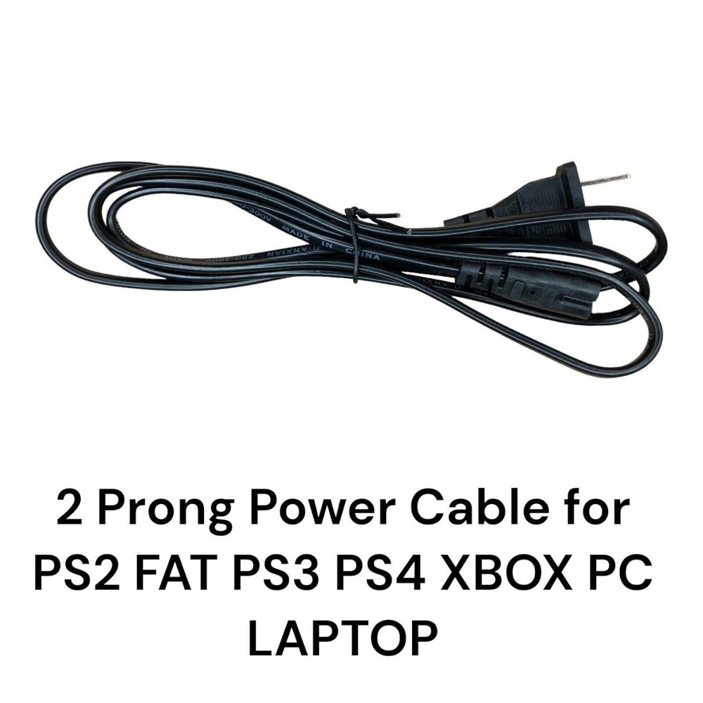 AC Power Cord Cable for PS4 & PS3 PS2 Slim Super Slim XBOX PC 2 Prong LAPTOP PSV